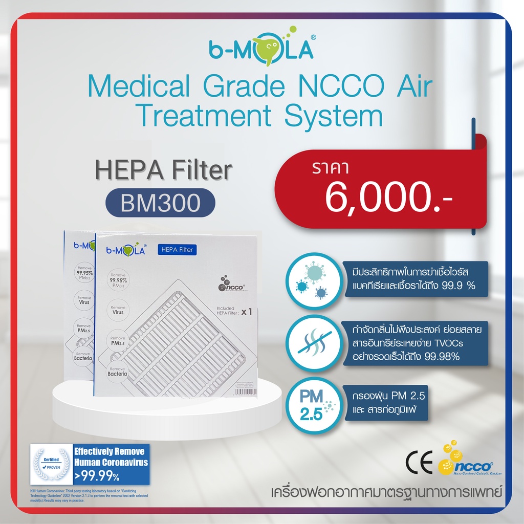 b-MOLA (บีโมลา) แผ่นกรอง HEPA Filter รุ่น BM300