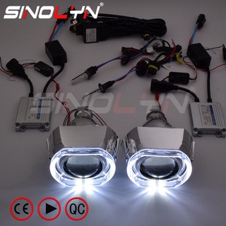 Sinolyn ชุดเลนส์ไฟหน้า Led Angel Devil Eyes Full H4 H7 2.5 Hid อุปกรณ์เสริม สําหรับรถยนต์ รถจักรยานยนต์