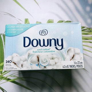 แผ่นหอม อบผ้า ดาวน์นี่ คลู คอตตอน Cool cotton fraicheur cotonniere dry sheet 240 Sheets (Downy®) แผ่นปรับผ้านุ่ม แผ่นอบผ้า