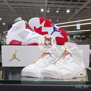 Nktw Air Jordan 6 ตะกร้าใส่แป้ง ลายกระต่าย ดอกซากุระ สีดํา สีแดง AJ6