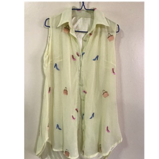 เสื้อยืดแขนกุดมือ2งานปักงานจริงสีสดนะคะไม่ทีคำหนื