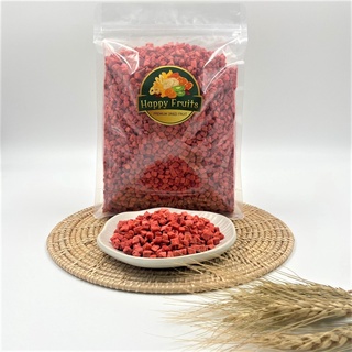 Dried Preserved strawberry no sugar สตรอเบอรี่อบกรอบแบบเต๋า Freeze-Dried สูตรไม่มีน้ำตาล เกรด A ส่งออก By Happy Fruits