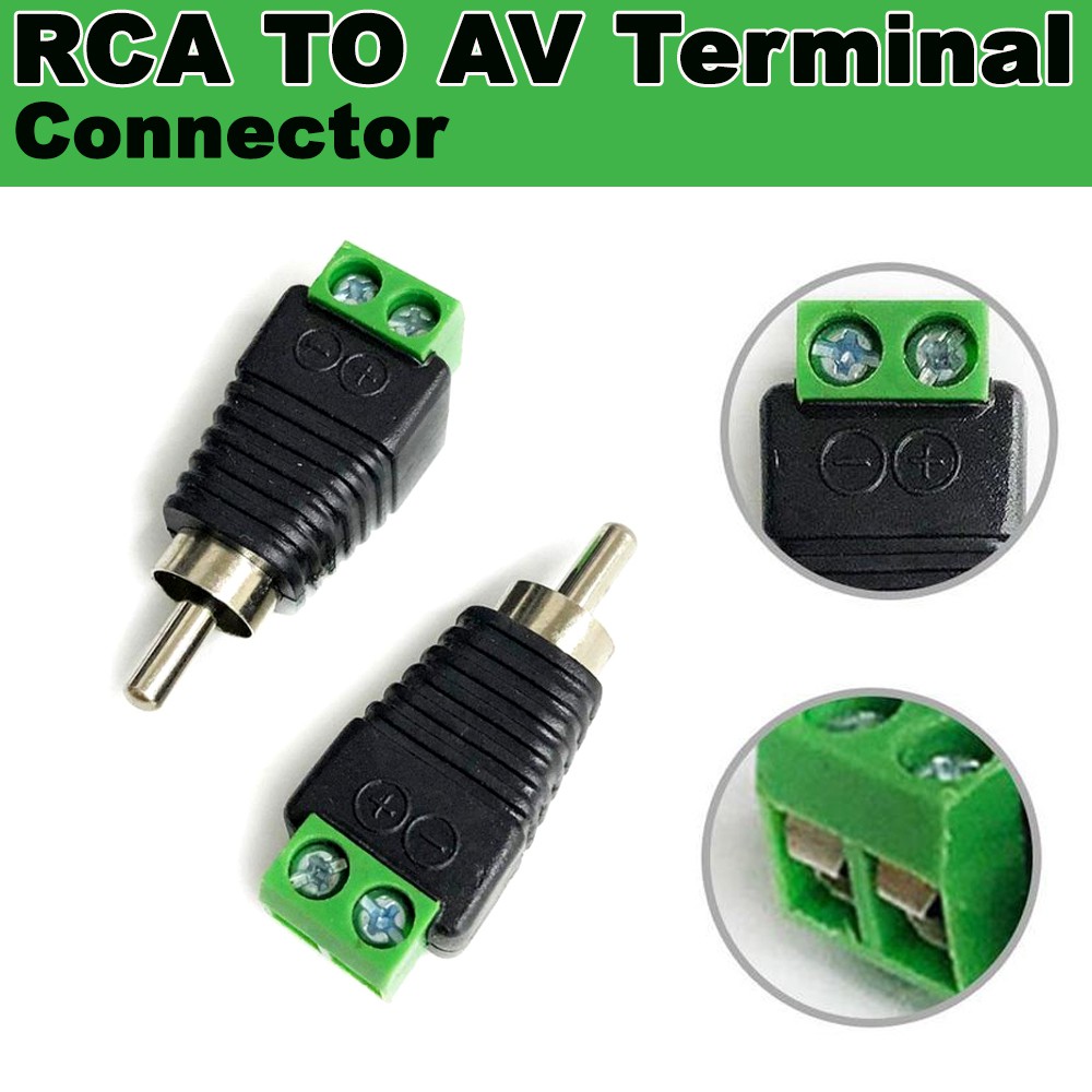 CCTV Phono RCA Male Plug TO AV Terminal Connector Video AV Speaker Wire cable to Audio Male RCA Connector Adapter.