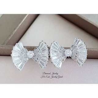 Ribbon Diamond Earring ต่างหูโบว์เพชร CZ แท้ ดีไซน์โบว์  สวยหรูน่ารัก