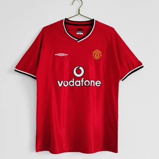 เสื้อกีฬาแขนสั้น ลายทีมชาติฟุตบอล Manchester United 2000-02 ชุดเหย้า สไตล์เรโทร