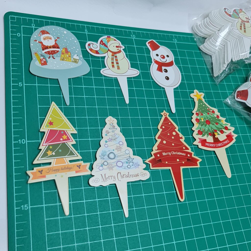 ป้ายปักเค้ก กระดาษ ประดับเค้ก 30ชิ้น/แพ็ค Merry Christmas คริสมาส ปีใหม่ ป้ายเค้ก j12 เจริญ12