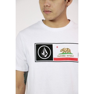 VOLCOM เสื้อยืดผู้ชาย แขนสั้น T-Shirt (VAF531910) WHITE S ผ้าฝ้ายแท้