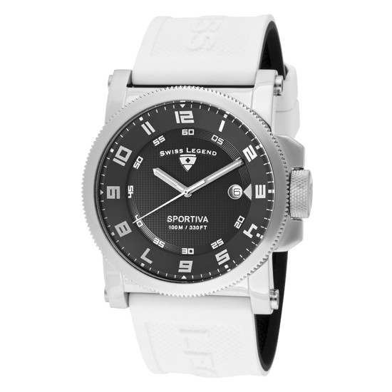 นาฬิกา Swiss Legend Men's 40030-01-WA  Sportiva Black Textured Dial white Silicone Watch ของแท้💯%
