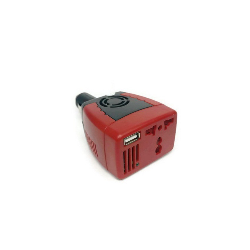 Car Inverter แปลงไฟรถให้เป็นไฟบ้าน ขนาดพกพา / เสียบ่ตรงช่องจุดบุหรี่ ชาร์จอุปกรณ์ไฟฟ้า + USB 150W - Black/Red