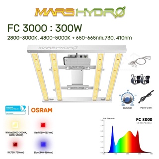 [ส่งฟรี] ไฟปลูกต้นไม้ Mars Hydro FC 3000 Full Spectrum Samsung LM301B Osram Meanwell Driver LED Grow Light 3x3ft 300W