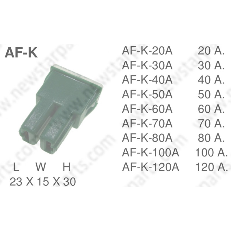 AF-K NEW STAR MAIN FUSE (20A,30A,60A,80A,100A) (6-32V DC) สําหรับการใช้งาน: PROTON WIRA,PERDANA,WAJA