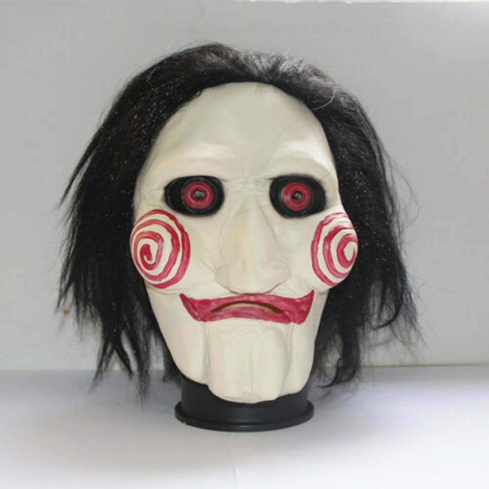 Latex SAW BILLY PUPPET MASK With Hair Halloween Horror Jigsaw Wig