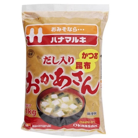 Hanamaruki Okasan Dashi Iri Miso 1kg มิโซะสีอ่อนซุปดาชิจากคัตสึโอบูชิ (7071)