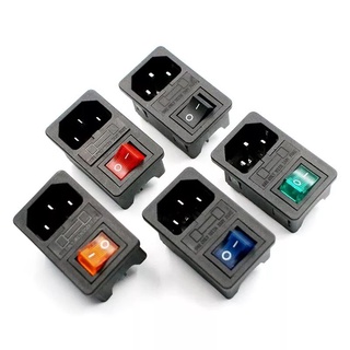 Rocker Switch Fused IEC 320 C14 Inlet Power ซ็อกเก็ตโคมไฟฟิวส์สวิทช์เสียบปลั๊กพร้อมฟิวส์ (ไม่แถมฟิวส์)