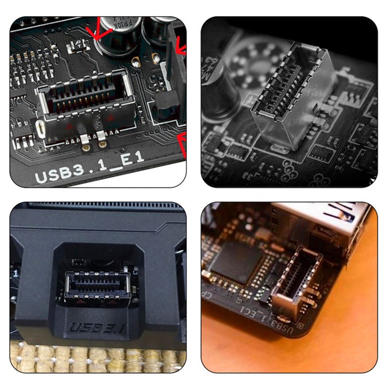 R* Header แผงด้านหน้า USB 3 1 ประเภท E ตัวผู้ถึงสายเคเบิลขยายเมนบอร์ด Type C
