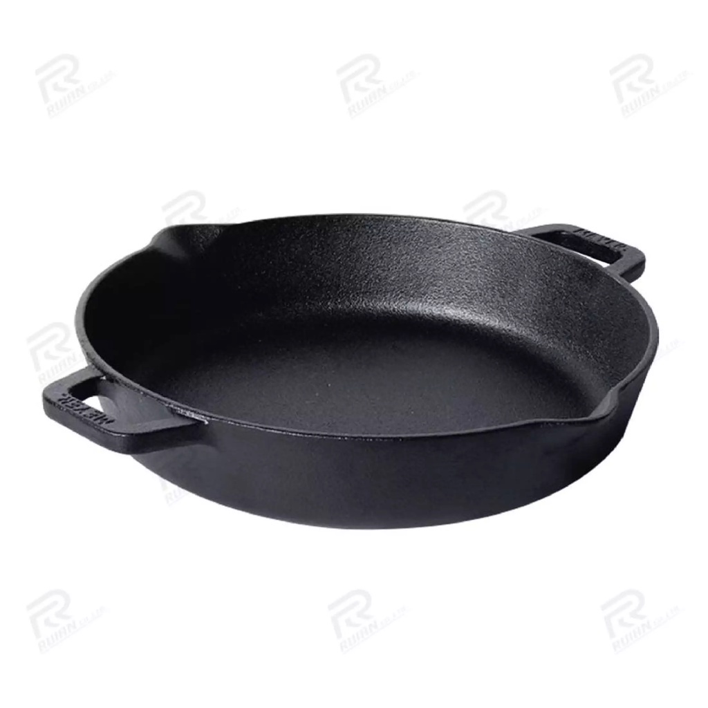 กระทะเหล็กหล่อ ขนาด 24 cm กระทะปิ้งย่าง กระทะเหล็ก กระทะแบน ใช้ได้กับเตาทุกประเภท cast iron pan Cafeinee