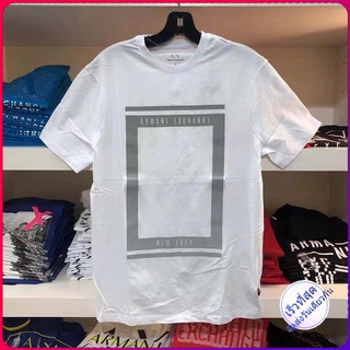 ARMANI EXCHANGE Armani เสื้อยืดคอกลมแขนสั้นสีขาวพิมพ์ลายแฟชั่นฤดูร้อนสําหรับผู้ชาย