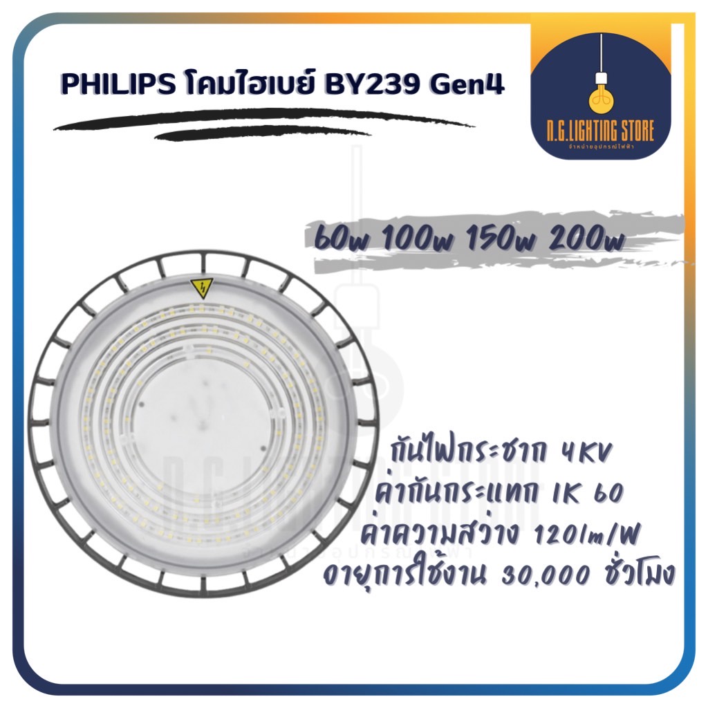 (รุ่นใหม่) PHILIPS UFO HIGH BAY โคมไฮเบย์ ฟิลิปส์ LED 60w 100w 150w 200W BY239 G4