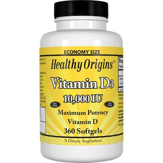 (พร้อมส่ง)(หมดอายุ 10/24)Healthy Origins, Vitamin D3, 10,000 IU, 360 Softgels