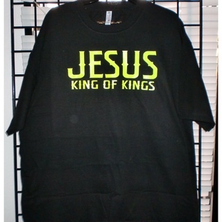 เสื้อยืดครอปเสื้อยืดแขนสั้น แบบนิ่ม ระบายอากาศได้ดี พิมพ์ลายพระเยซู King Of Kings Christian S SS-5XL