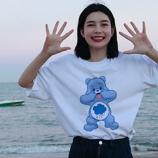 เสื้อยืดแขนสั้น พิมพ์ลายการ์ตูน Care Bears น่ารัก สําหรับผู้หญิง