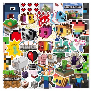 สติ๊กเกอร์ minecraft วิดีโอเกมการ์ตูนกันน้ํา 50 ชิ้น (2 จิตร)