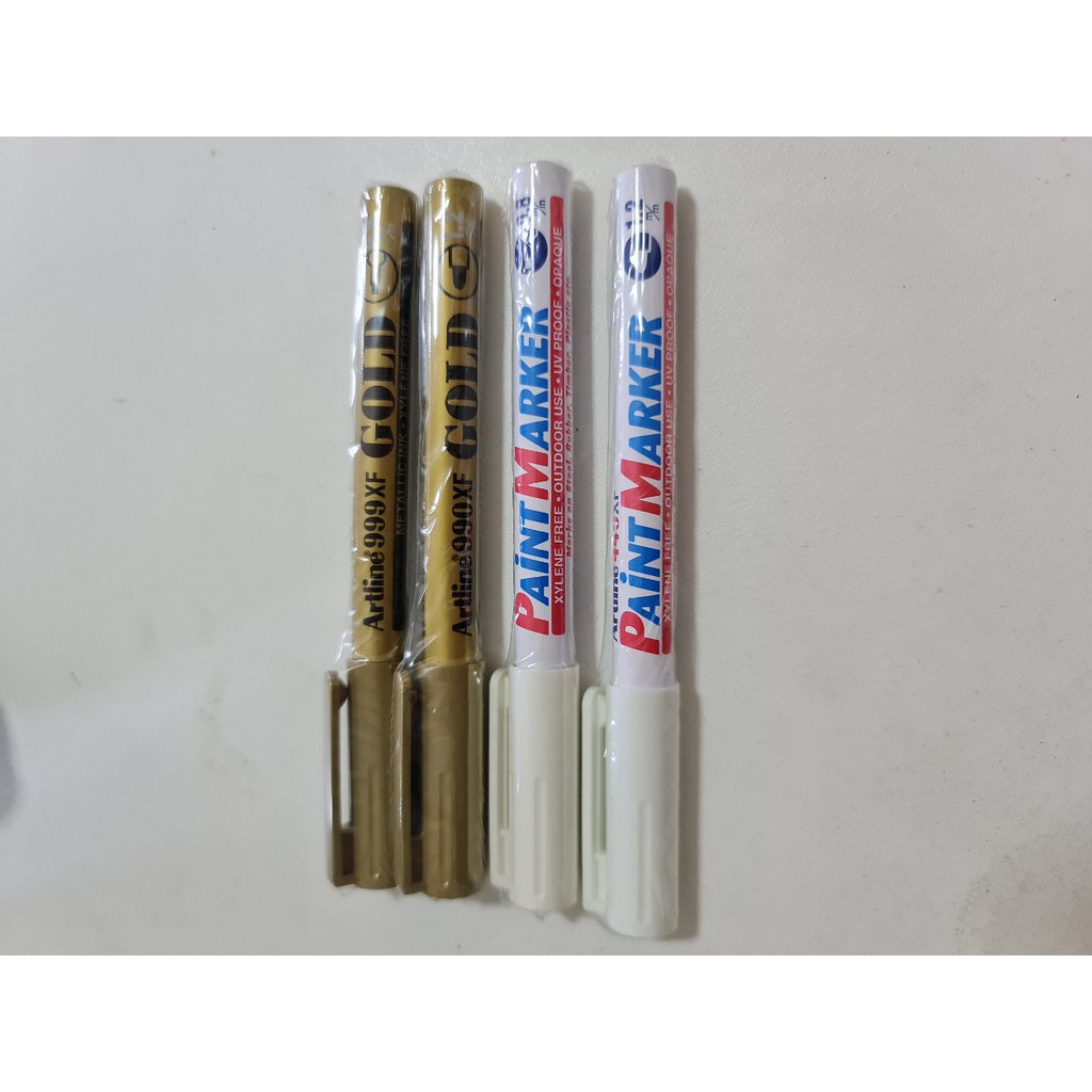 ปากกาเพนท์  Paint Marker ยี่ห้อ Artline Gold/White  หัวเล็ก/หัวกลม 1 ด้าม