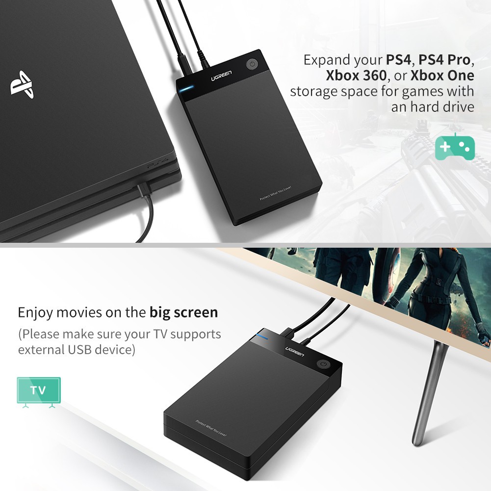 UGREEN รุ่น 50423 กล่องใส่ฮาร์ดดิส External Hard Drive 3.5" USB 3.0 to SATA BOX Hard Disk Case ใช้กับ Com