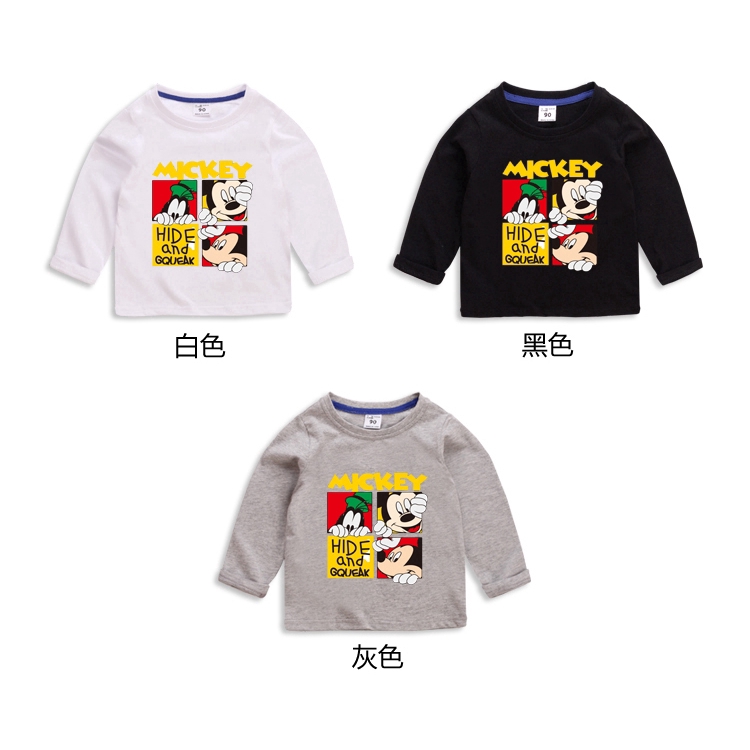6 สีเสื้อผ้าเด็กแขนยาวผ้าฝ้ายคอกลมด้านบนมิกกี้การ์ตูนเสื้อยืด ราคา ถูกที่สุด ดีลบีเคเค แกลเลอรีภาพที่ 3
