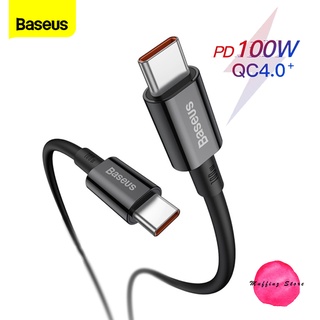 💜ถูกจริง/ส่งไว📦Baseus สายชาร์จ USB-C PD QC4.0+ 100W 5A ชาร์จด่วน Type C to Type C มี E-Marker ป้องกันสายหัก