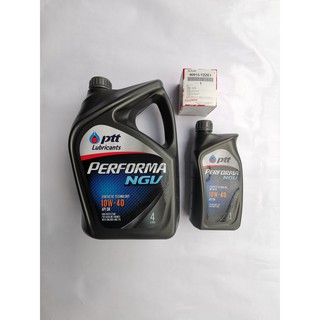 PTT Performa NGV 10W40  สำหรับเครื่องยนต์ติดแก้ส ขนาด5 ลิตร+กรองน้ำมันเครื่อง TOYOTA 16วาว์ล แท้เบิกศูนย์ 90915-YZZE1