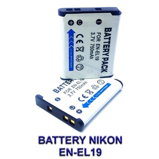 (แพ็คคู่ 2 ชิ้น) For Nikon แบตเตอร์รี่กล้อง รุ่น EN-EL19 Replacement Battery for Nikon