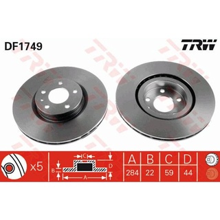 จานเบรกหน้า TRW : ALFA 156 2.0 (5 รู) 2002- ***ราคาต่อใบ