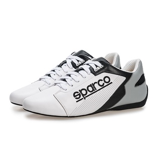 Sparco Little White รองเท้าหนังวัวแท้ F1 ข้อสั้น ระบายอากาศ สวมใส่สบาย ทนต่อการสึกหรอ สําหรับผู้ชาย และผู้หญิง เหมาะกับการขี่รถมอเตอร์ไซค์ เล่นกีฬา ขี่จักรยานคาร์ท