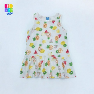 KiddeeCrew เสื้อกล้ามกระโปรงเด็กสีครีมลายผลไม้ Cream fruit pattern Tunic Top  เหมาะสำหรับอายุ 1-8 ปี