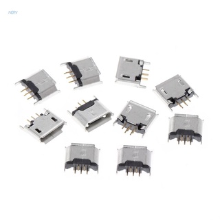 Nerv Micro Usb Type B Female ซ็อกเก็ต 180 องศา 5-Pin Smd Smt บัดกรีแจ็ค 10 ชิ้น