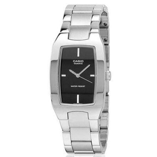 Win Watch Shop นาฬิกา Casioรุ่น LTP1165A1CDF ข้อมือผู้หญิงสายแสตนเลส สีเงิน หน้าปัดดำ