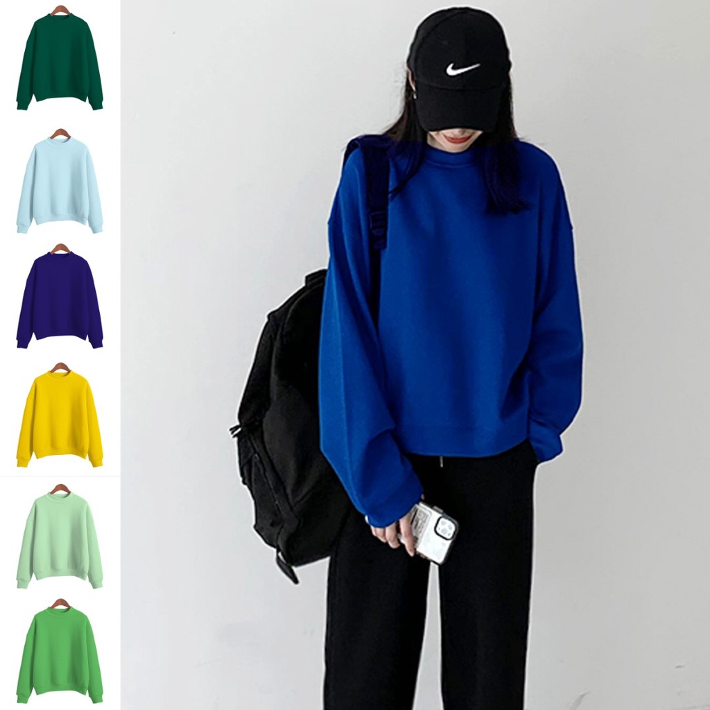 ราคาถูกที่สุด เสื้อกันหนาวผ้าสำลีแขนยาว ทรงโอเวอร์ไซส์ 16 สี