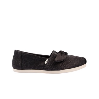 TOMS รองเท้าลำลองผู้หญิง แบบสลิปออน (Slip on) รุ่น Alpargata Seasonal Black Glimmer Bow (A)รองเท้าลิขสิทธิ์แท้