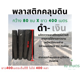 พลาสติกคลุมดิน ผ้ายางคลุมดิน พลาสติกคลุมวัชพืช พลาสติกดำเงิน  0.8x400 เมตร