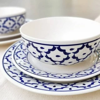 INDRA CERAMIC ชุดชาม ลายสับปะรด เซรามิกเข้าไมโครเวฟได้