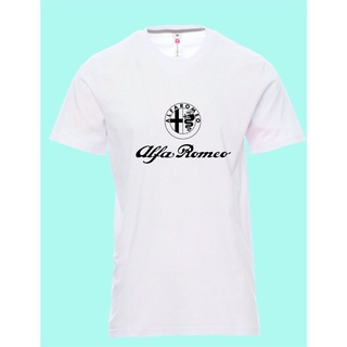 Alfa Romeo เสื้อยืดคอกลม แขนสั้น ผ้าฝ้าย พิมพ์ลายโลโก้รถยนต์ สไตล์เกาหลี สําหรับผู้ชาย