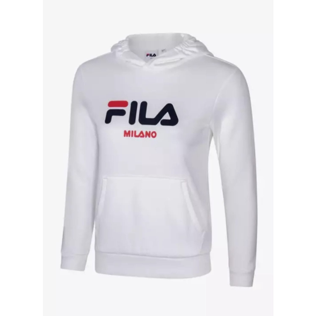 FILA -  เสื้อฮู้ดเด็ก ผลิตจากผ้าฝ้าย สีขาว แท้100%