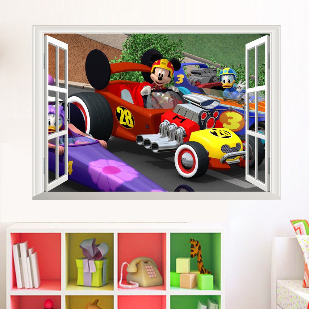 [DBEST] สติ๊กเกอร์ติดผนังพร้อม MICKEY RACER DONALD CARTOON MOTIF CAR WINDOW TOMICA