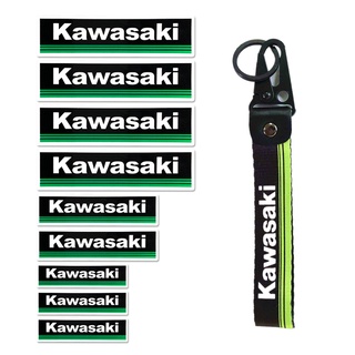 Kawasaki สติกเกอร์สะท้อนแสง ไนลอน หนัง พวงกุญแจ ชุดป้องกันด้านข้าง สติกเกอร์เลเซอร์ หมวกกันน็อค รถจักรยานยนต์