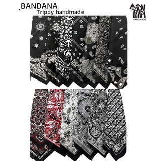 ผ้าเช็ดหน้า Bandana Paisley  ผ้าโผกผม ลายลูกน้ำ ผ้าคอตตอล100%(รับประกันสีไม่ตก)