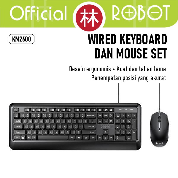 รับประกัน 1 ปี ROBOT KM2600 และ KM2700 คีย์บอร์ด USB และเมาส์สําหรับแล็ปท็อปพีซี