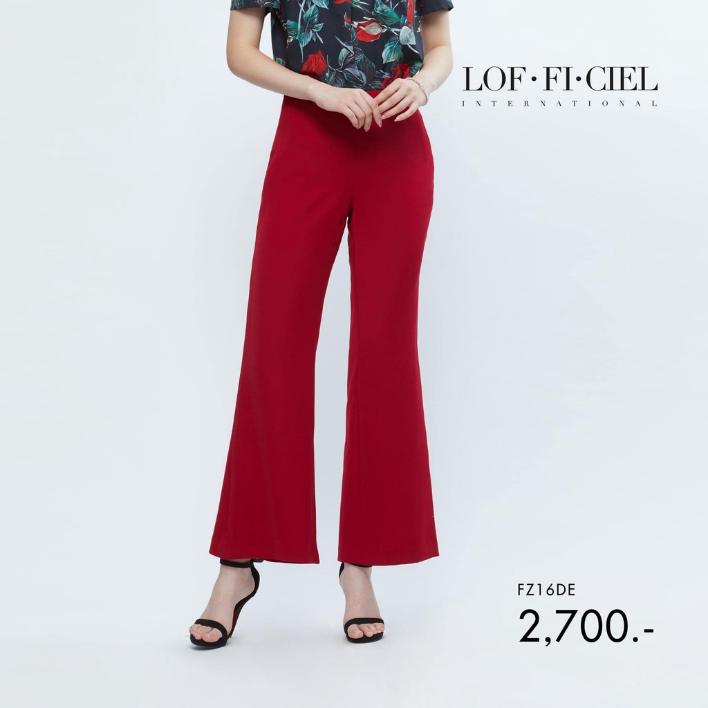 Lofficiel กางเกง ขาวยาว ผู้หญิง เป๊ะทุกการเคลื่อนไหวด้วย New Cefil Pants ทรง Disco โทนสีแดงสุดคลาสสิค(FZ16DE)
