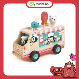 Tender Leaf Toys ของเล่นไม้ รถของเล่น รถตู้เพนกวินขายไอติม Penguins Gelato Van