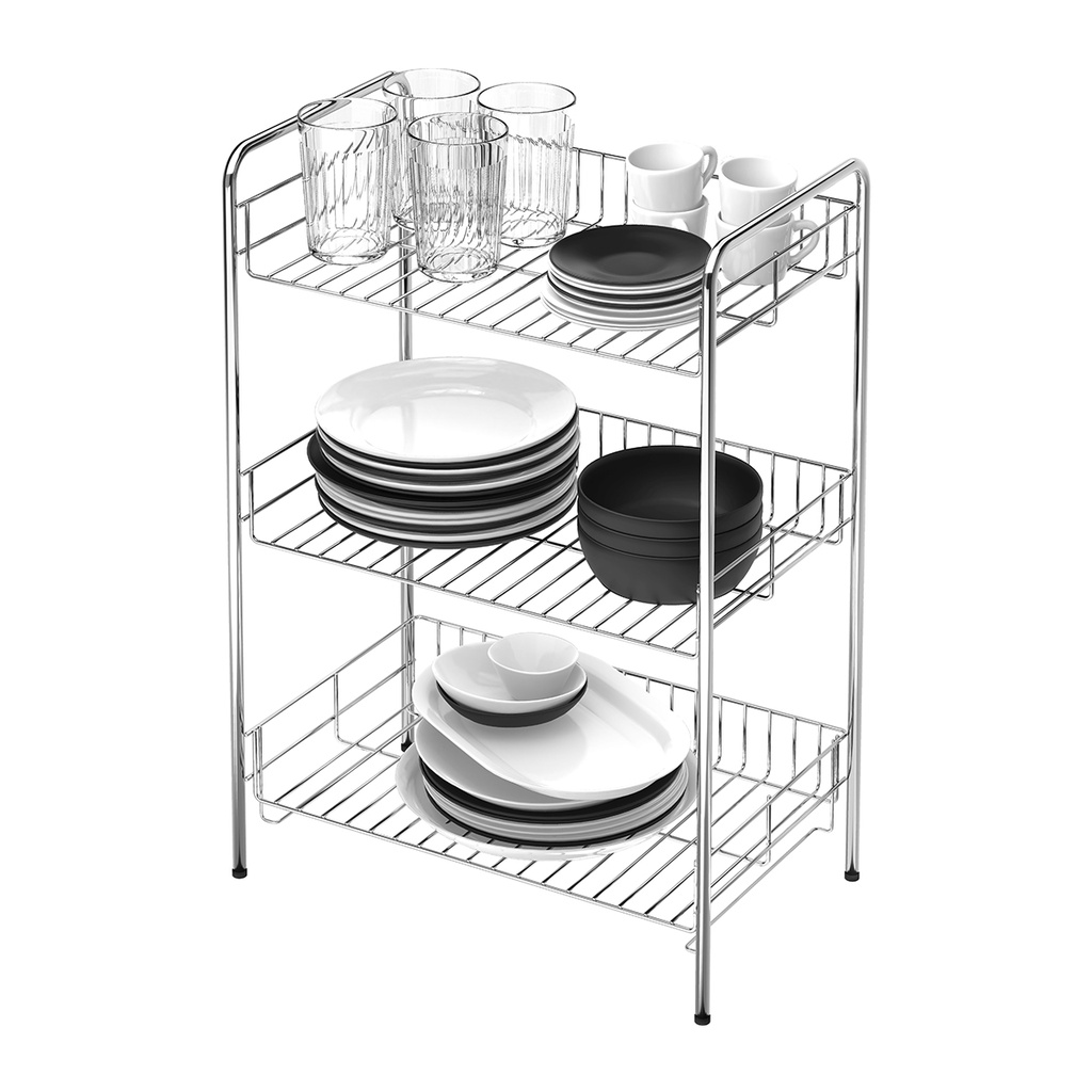 Chaixing Home ชั้นวางของสเตนเลสอเนกประสงค์แบบตั้งพื้น 3 ชั้น (เล็ก) Daniel KASSA HOME รุ่น KS-106-HD